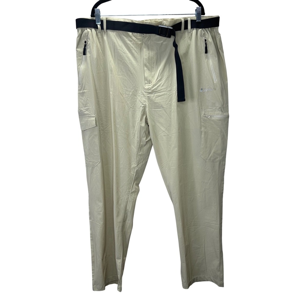 Clothin Men's Cargo Pants Tan Lightweight Quick‎ Dry Belted Size 2XL 30L Camping